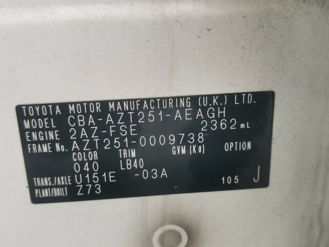 ДВС TOYOTA Avensis 2AZ-FSE